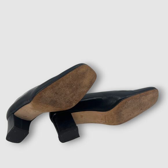 Vintage Enzo Angiolini Black Leather Square Toe Block Heel Pumps Women’s 7.5N - Picture 6 of 8